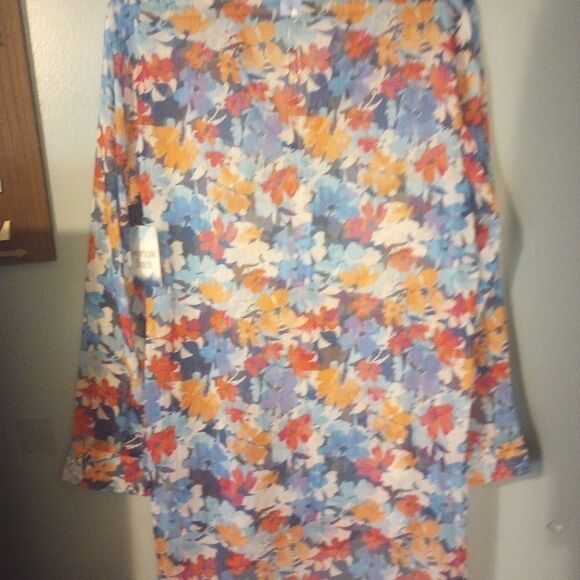 American Beach Sheer Floral Print Button Down Swim Suit Cover - Picture 5 of 10